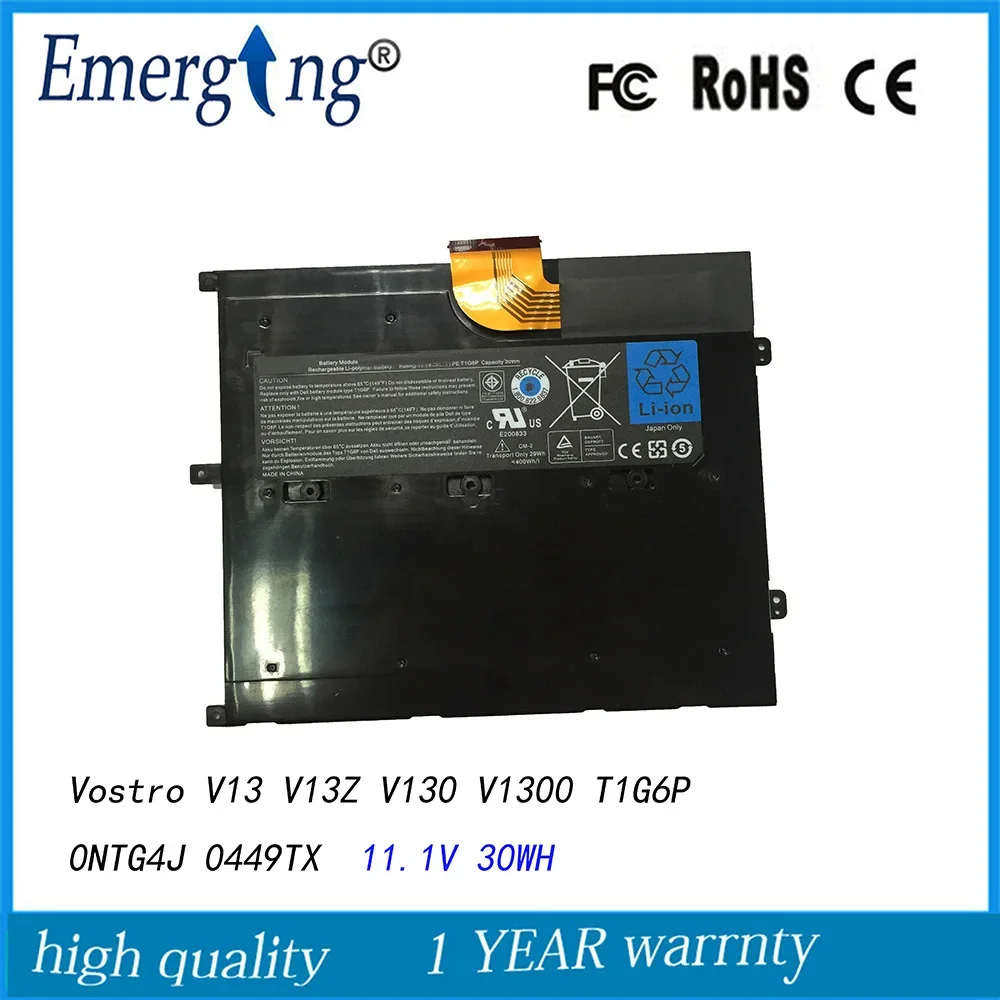 Новый оригинальный аккумулятор T1G6P для ноутбука Dell Vostro V13 V13Z V130 V1300 0NTG4J 0449TX 11 1 В 30