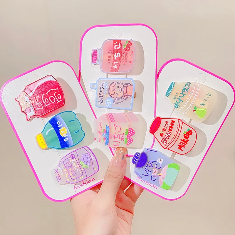 

Fashion Cartoon Large Drink Bottle Hairpins For Women 2022 Girls Simple Bangs Side Clip Cute Frosted Hair Clip Hair Accessories