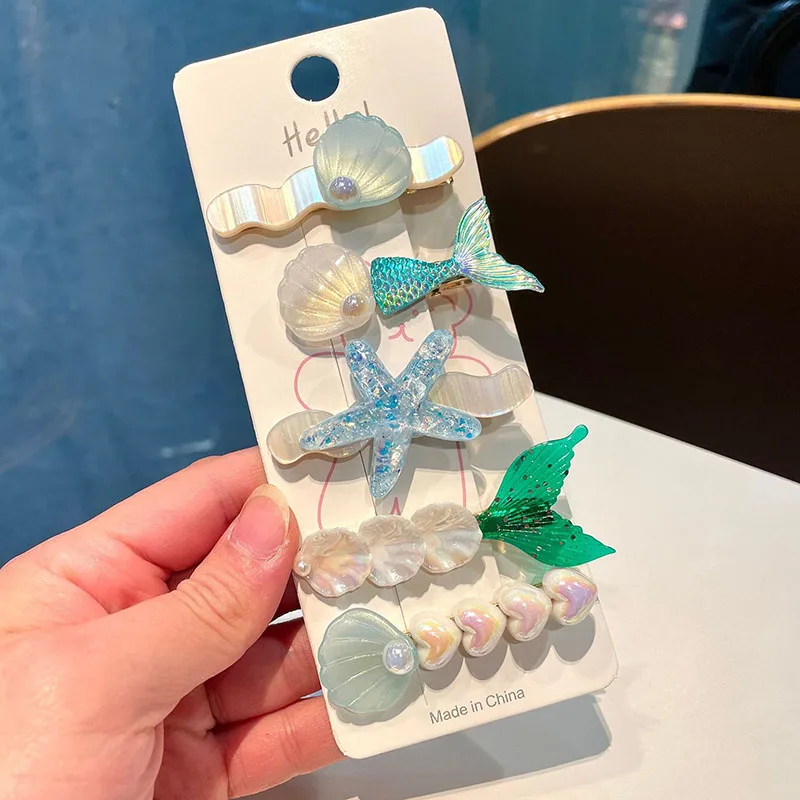 Летняя милая океанская принцесса с жемчугом морская звезда заколка для волос