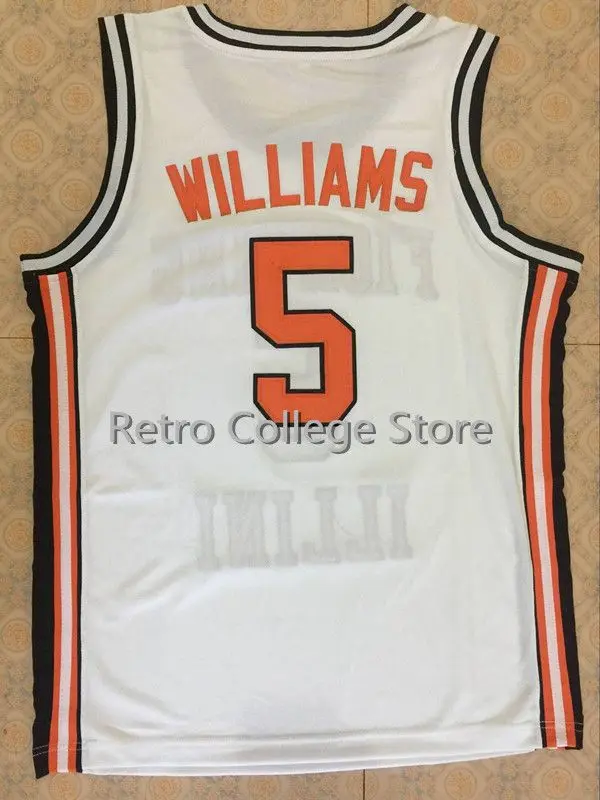 

Retro Throwback 5 DERON WILLIAMS 13 Kendall GILL Illinois Basketball Jersey Embroidery stitching customize any name and number