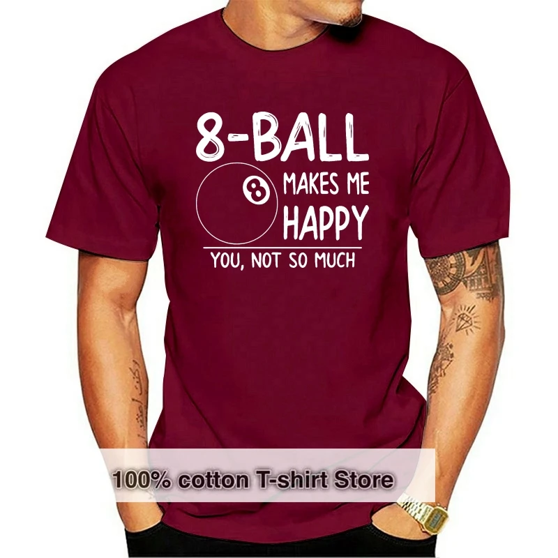 

Рубашка для бассейна, футболка с надписью «8 мячей делает меня счастливыми», футболка для бассейна, футболка для бильярда, футболка для биль...