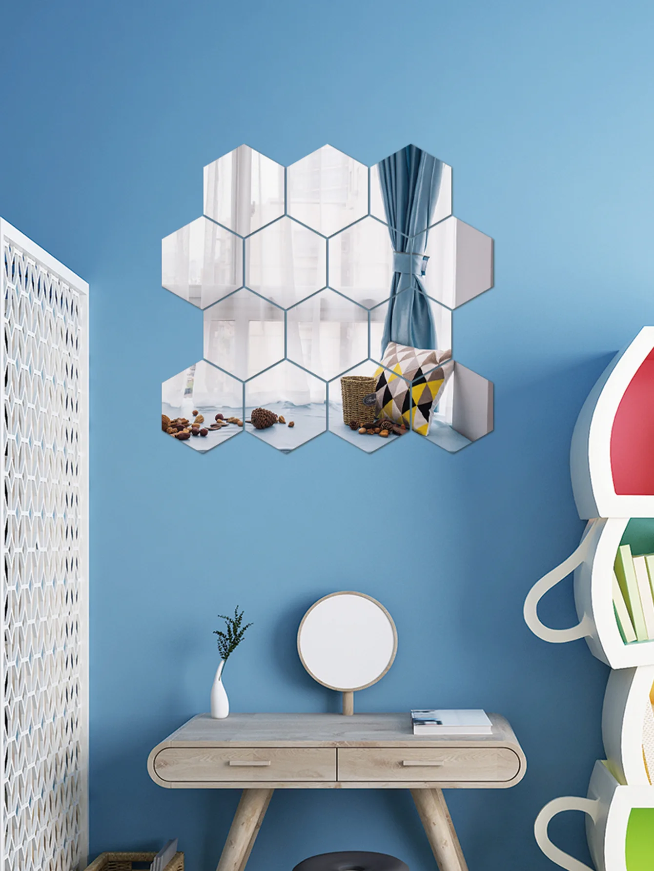 Шестиугольная 3D зеркальная Настенная Наклейка для ресторана коридора пола доставка Индивидуальный Фотофон для гостиной