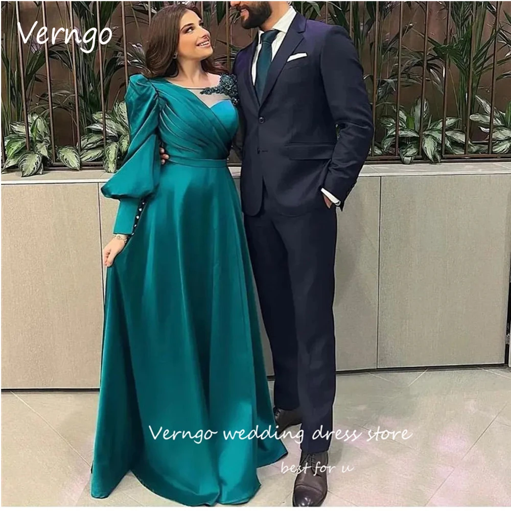 

Verngo Hunter скромное Дубай арабское женское официальное вечернее платье с длинным рукавом Аппликация винтажные платья для выпускного вечера