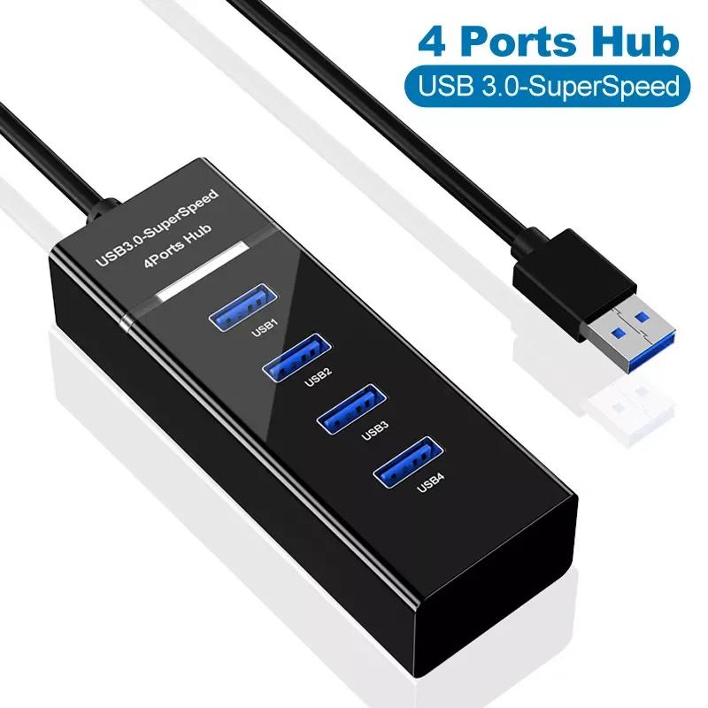 

USB Hub 4 Ports USB 2.0 3.0 Hub Splitter High Speed Multi Splitter USB Adapter Expander Cable For Desktop PC Mac Laptop Notebook