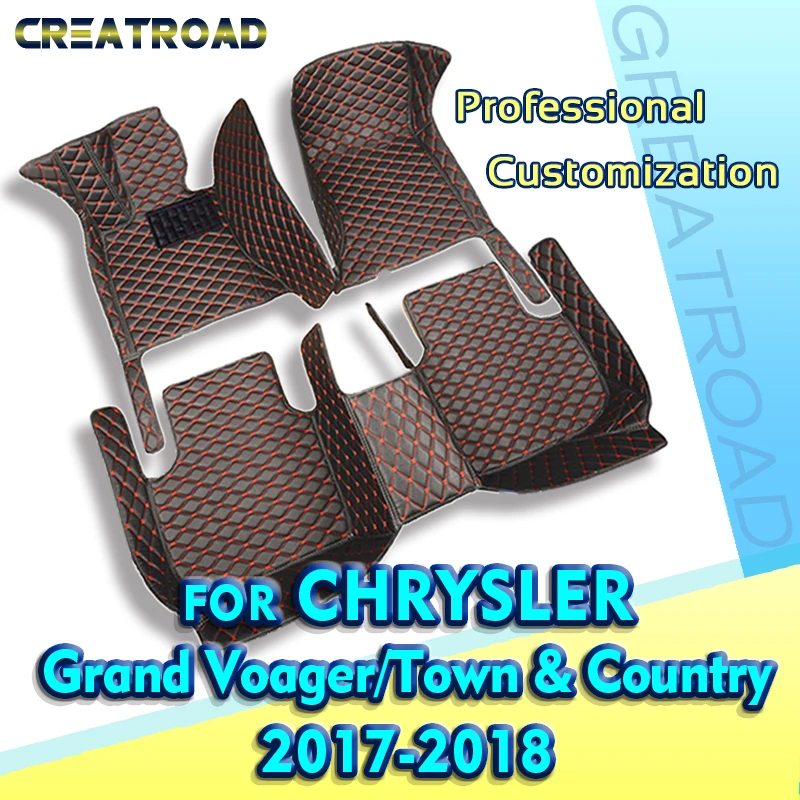 

Car Floor Mats For Chrysler Grand Voager/ Town & Country 2017 2018 Custom Auto Foot Pads Automobile Carpet Cover Interior