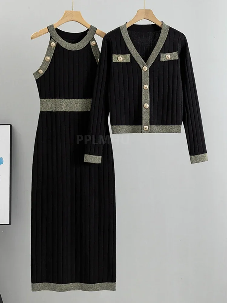 Женский костюм NMZM платье-двойка женский короткий свитер с V-образным вырезом