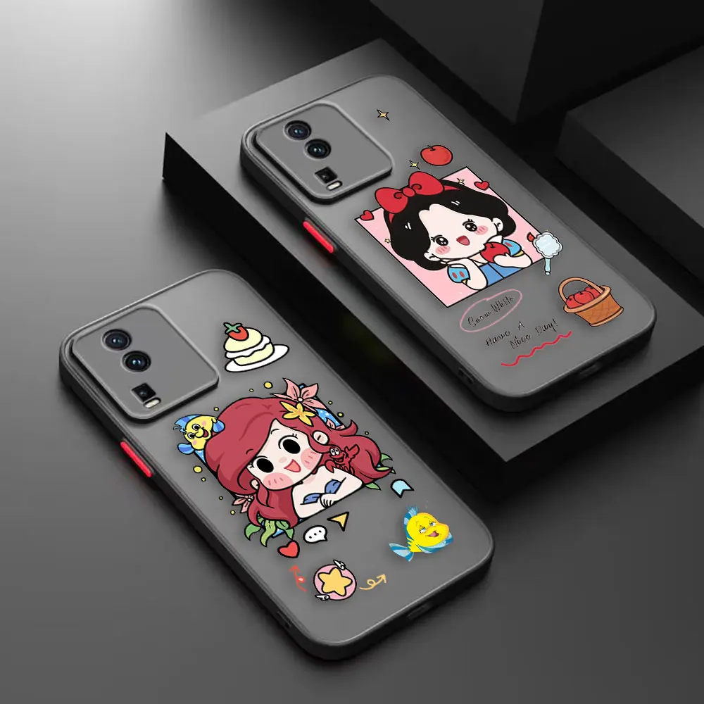 

Matte Case for VIVO X90 X80 X70 5G X60 X50 X30 IQOO NEO 3 5 PRO PLUS X27 X23 X20 Case Funda Coque Shell Cartoon Anime Snow White