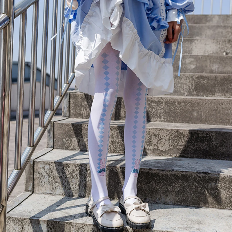 Printed Pantyhose Lolita Japanese Cartoon Cute Sister Velvet Pure Desire White Stockings Jk Sexy Girls Anime Leggings Ladies