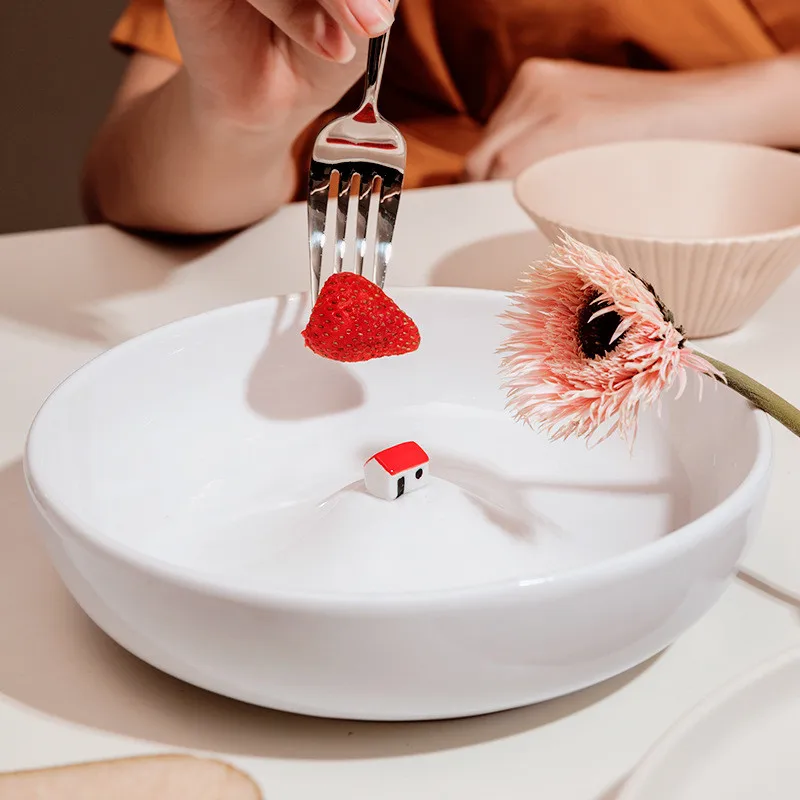 

Small Plates Tableware Salad House Dinner Handmade Snack Nordic Pattern Household Creative Dish Dessert Ceramic Love Plate