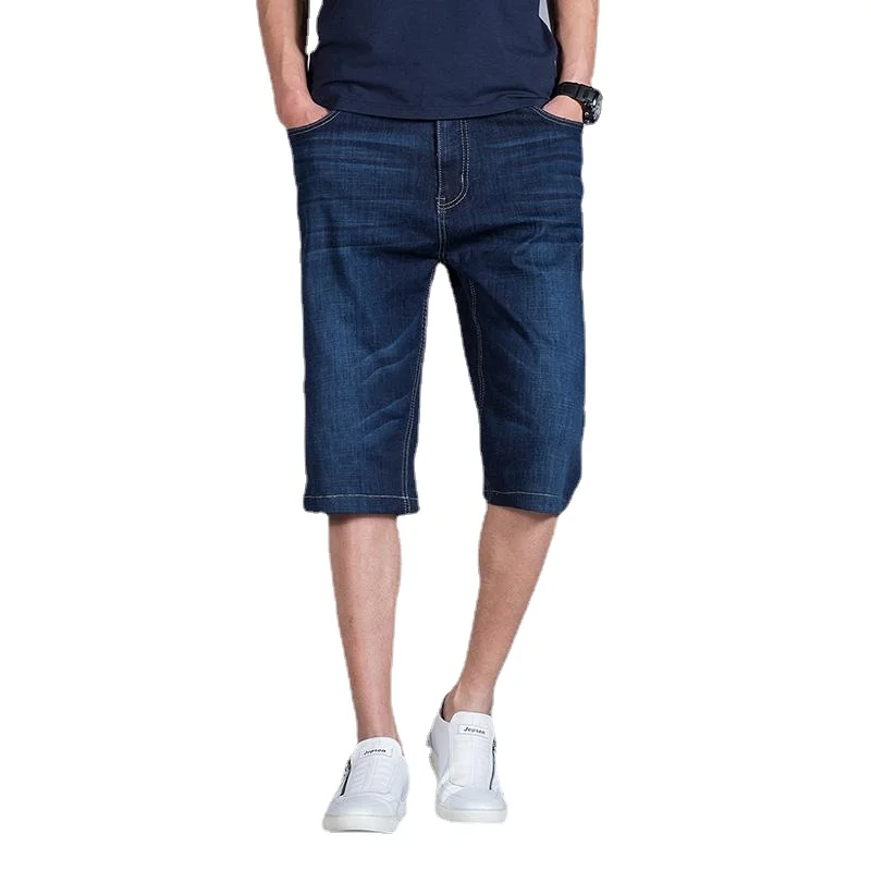 

New Arrivl Summer Thin Seven Jeans Loose Casual Young Men's Super Large Comfortable Tall Elastic Cotton Shorts Size 30-42 44 46