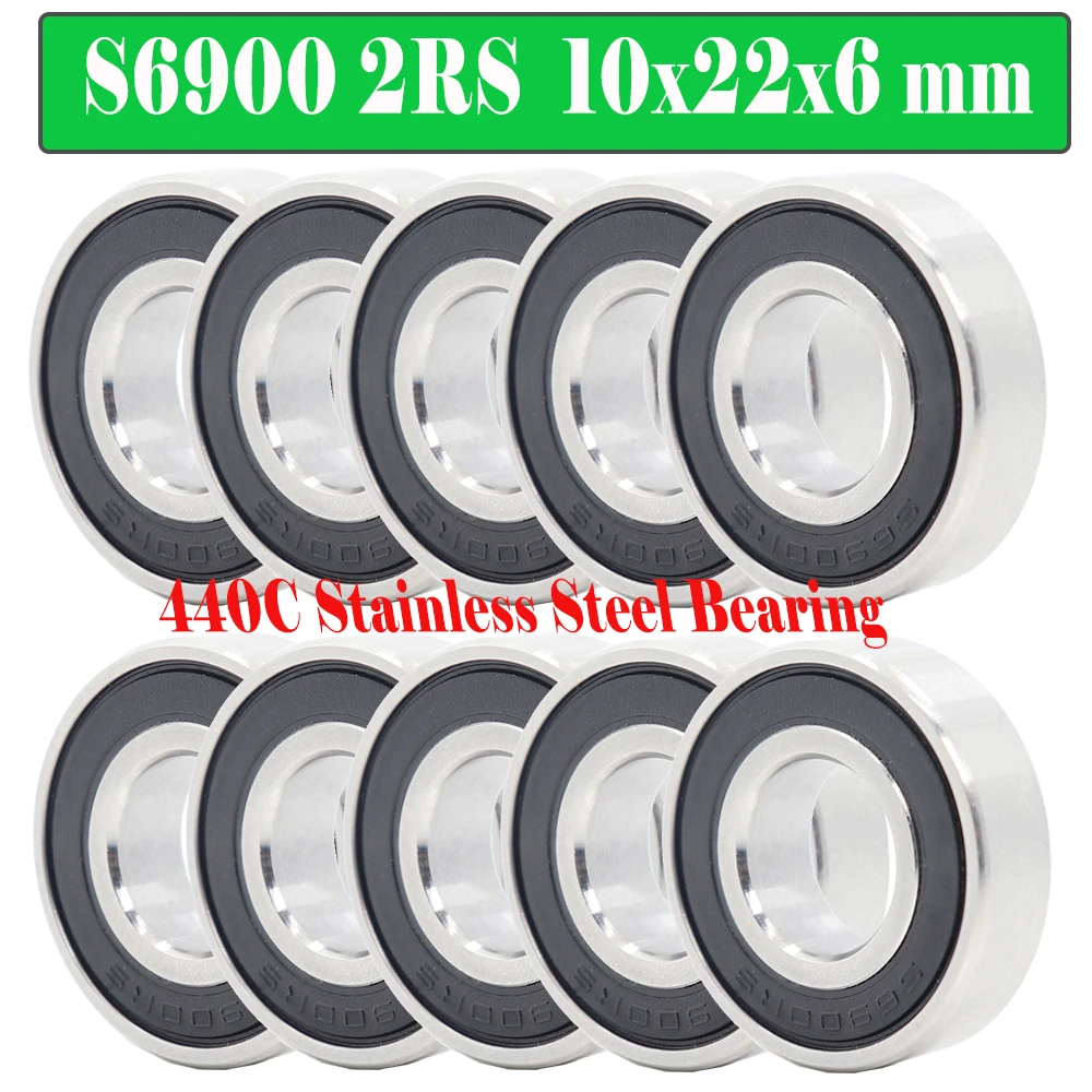 

10PCS S6900RS Bearing 10*22*6 mm ABEC-3 440C Stainless Steel S 6900RS Ball Bearings 6900 Stainless Steel Ball Bearing