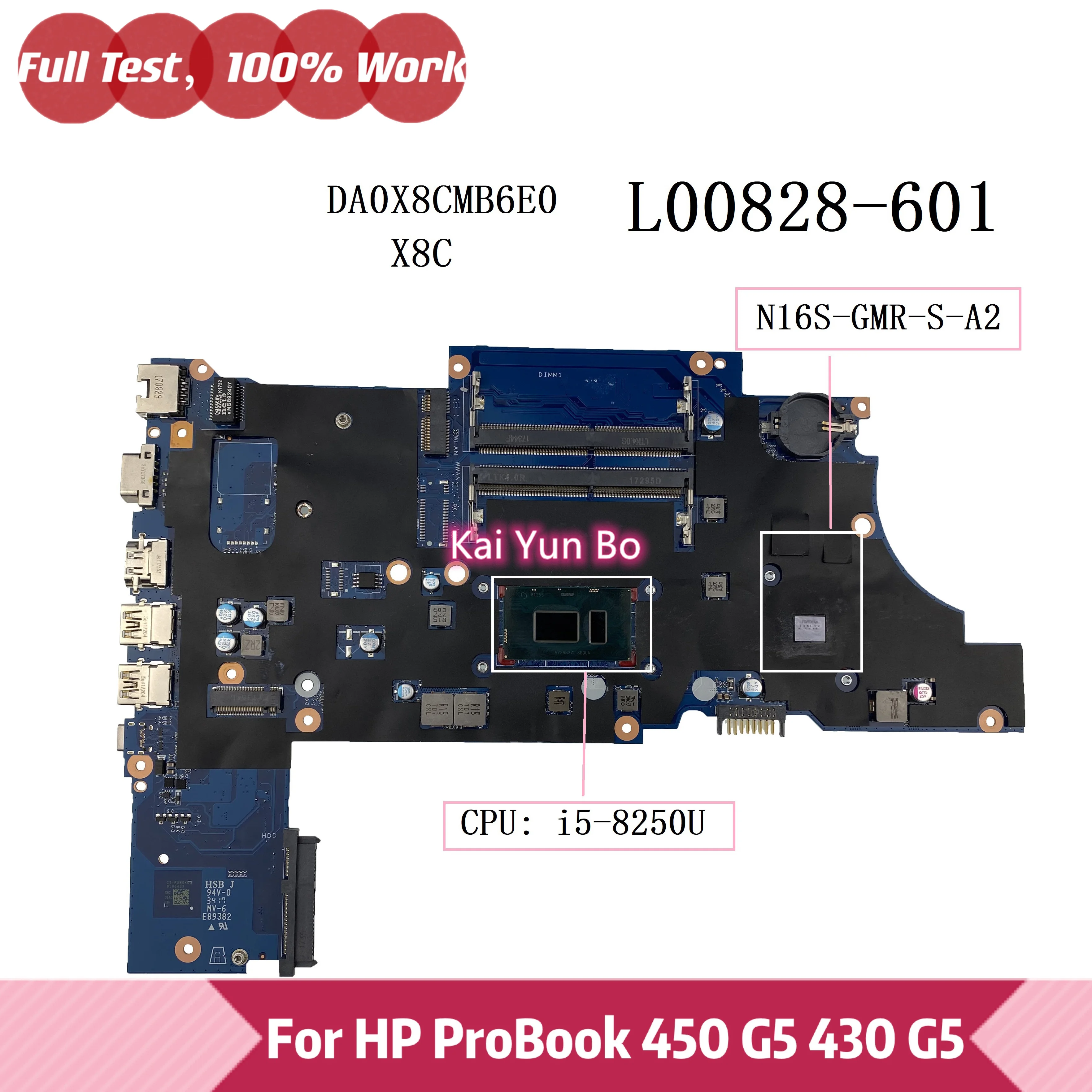 

Материнская плата X8C DA0X8CMB6E0 для ноутбука HP ProBook 450 G5 470 G5 430 G5, материнская плата для ноутбука с процессором I7-8550U DDR4 100%, протестирована, ОК