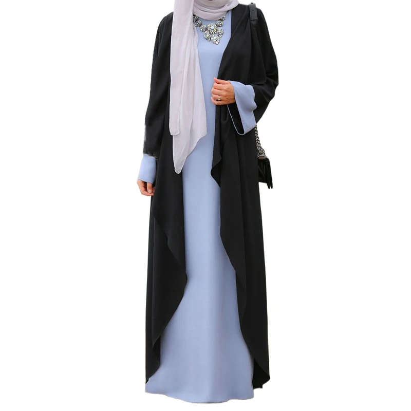 Мусульманское платье, мусульманская мода, Средний Восток, Женский арабский халат, искусственная двойка, свободный Дубай, абайя, Турция, мусу...