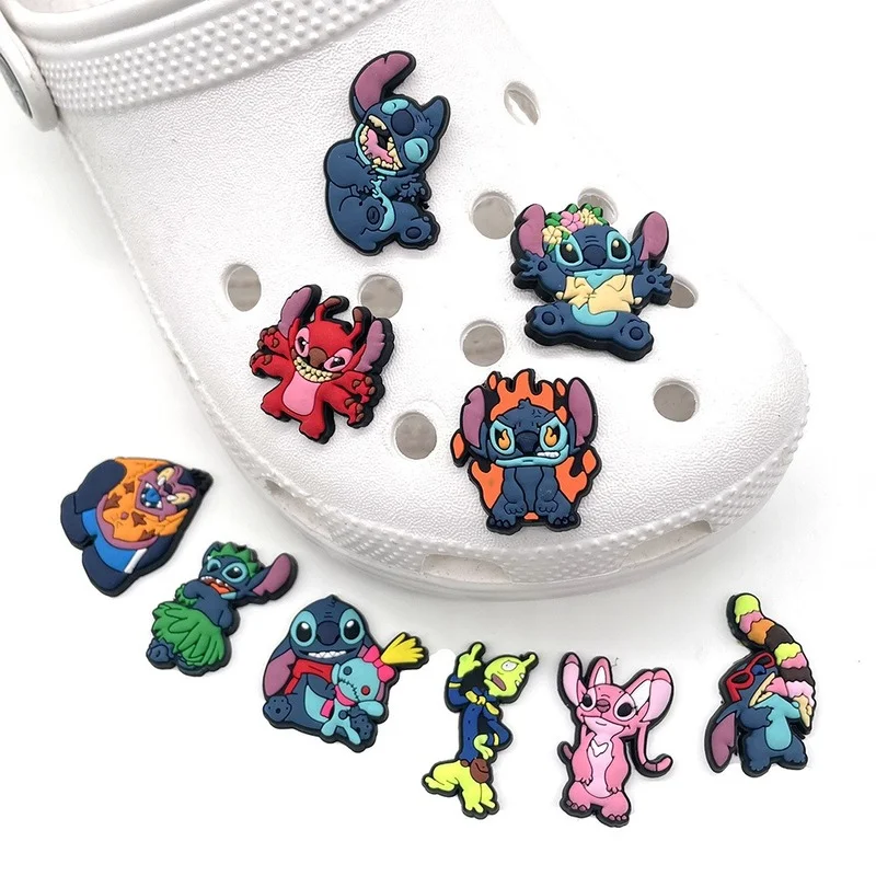 1pcs Cartoon Cute Stitch Crocs Charms PVC Shoe Charms DIY Shoe Aceessories Fit Croc Sandals Buckle Decoration Kids Party Gifts