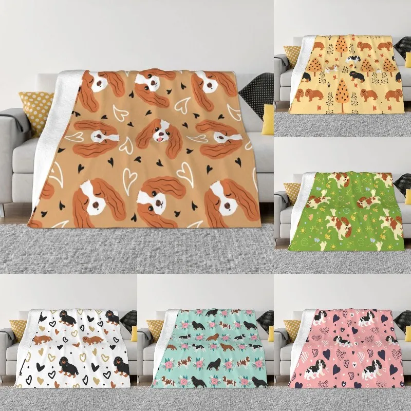 

Cavalier King Charles Spaniel Blanket Warm Fleece Soft Flannel Cute Dog Throw Blankets for Bedroom Sofa Home Autumn