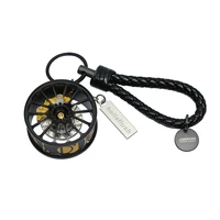 fashion car wheel hub key chain pendant accessories mens leather knitting personalized creativity simple key rings pendant