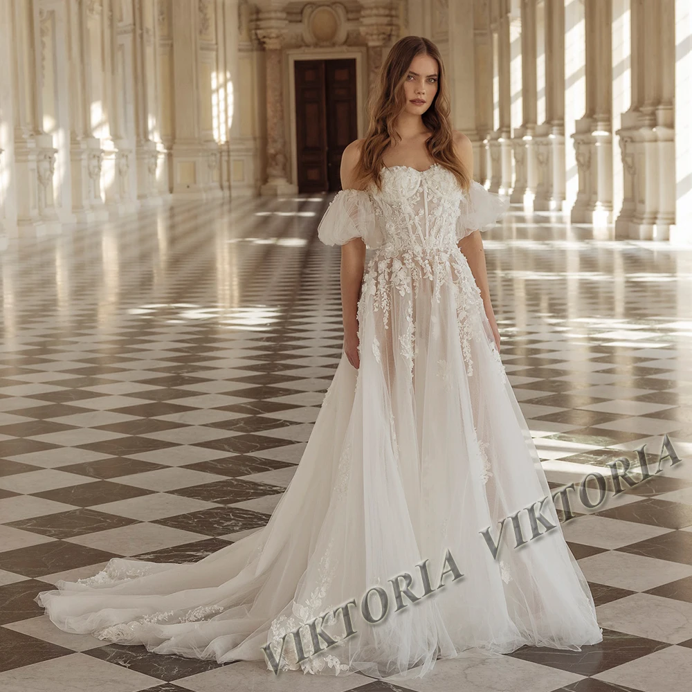 

VIKTORIA Trendy Wedding Dresses For Women Bride 2023 Sweetheart Pleat Tulle A-LINE Appliques Vestidos De Novia Custom Made