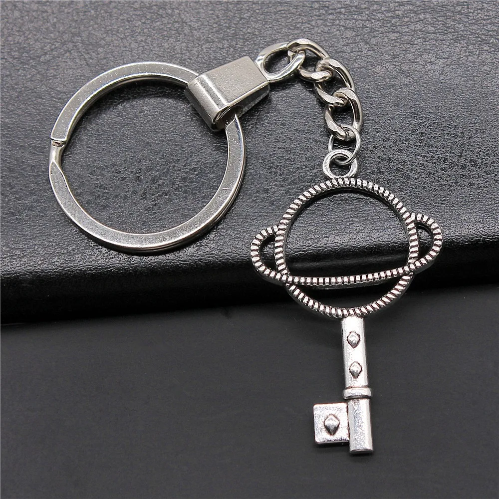 Брелок в подарок, 2 цвета, 46x29 мм, брелок в виде планеты, винтажный брелок для ключей, ювелирные изделия для мужчин