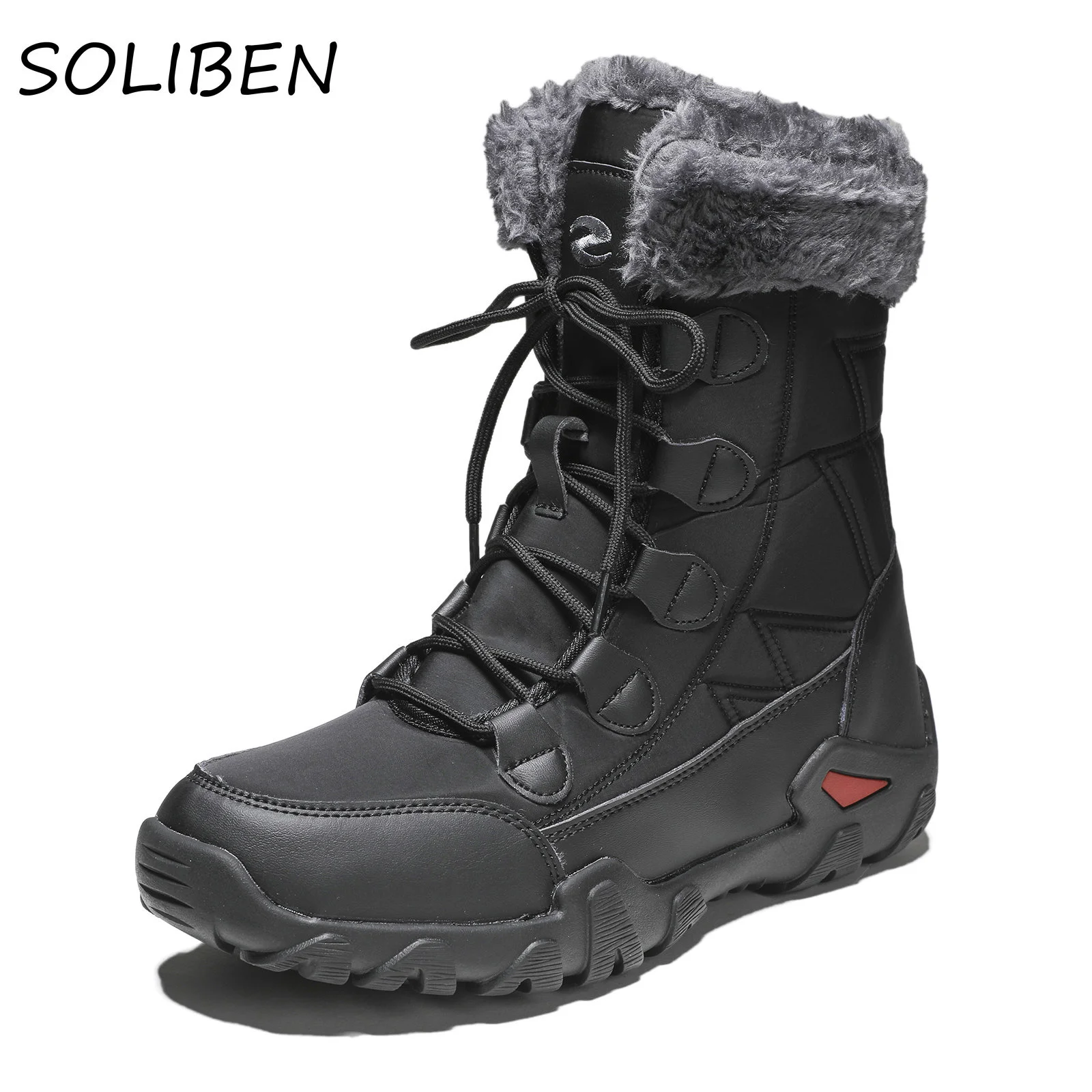 

Men Winter Snow Boots Warm Men Hiking Boots High Quality Waterproof Leather High Top Big Size Men's Boots