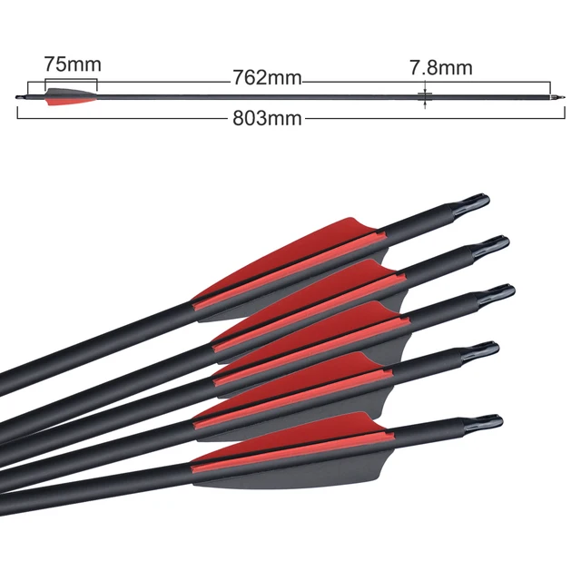 Carbon Arrows 30 Inch Spine 500 Mixed Carbon Arrow for Archery Recurve Bow Hunting Shooting 5