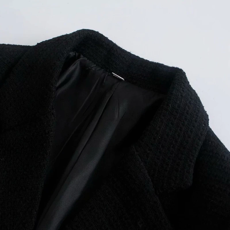 2023 Autumn and Winter New Long-sleeved Jacket European and American Style Buttons Decorated Lapel Short Temperament Suit Women