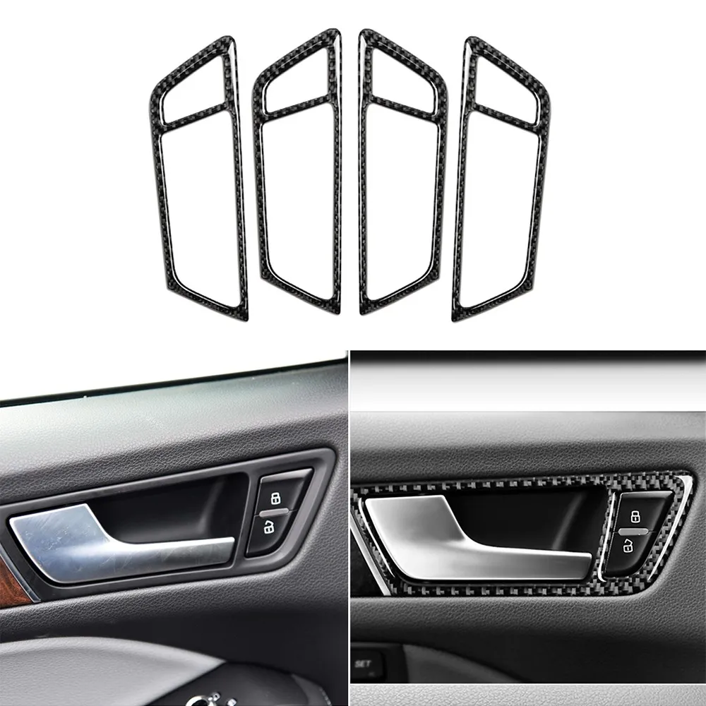 

Аксессуары для Audi Q5 8R 2010-2018 SQ5 8R 2013-17, внутренняя дверная ручка из углеродного волокна, отделочные полосы, авто