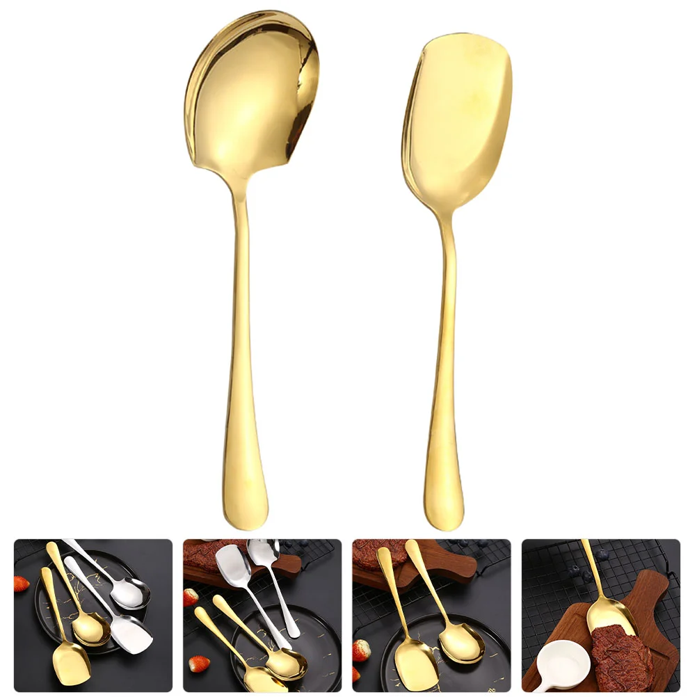 

Spoons Spoon Serving Stainless Steel Soup Set Kitchenutensils Metal Ladle Coffee Foodscoop Big Fruit Shape Flatwarekorean
