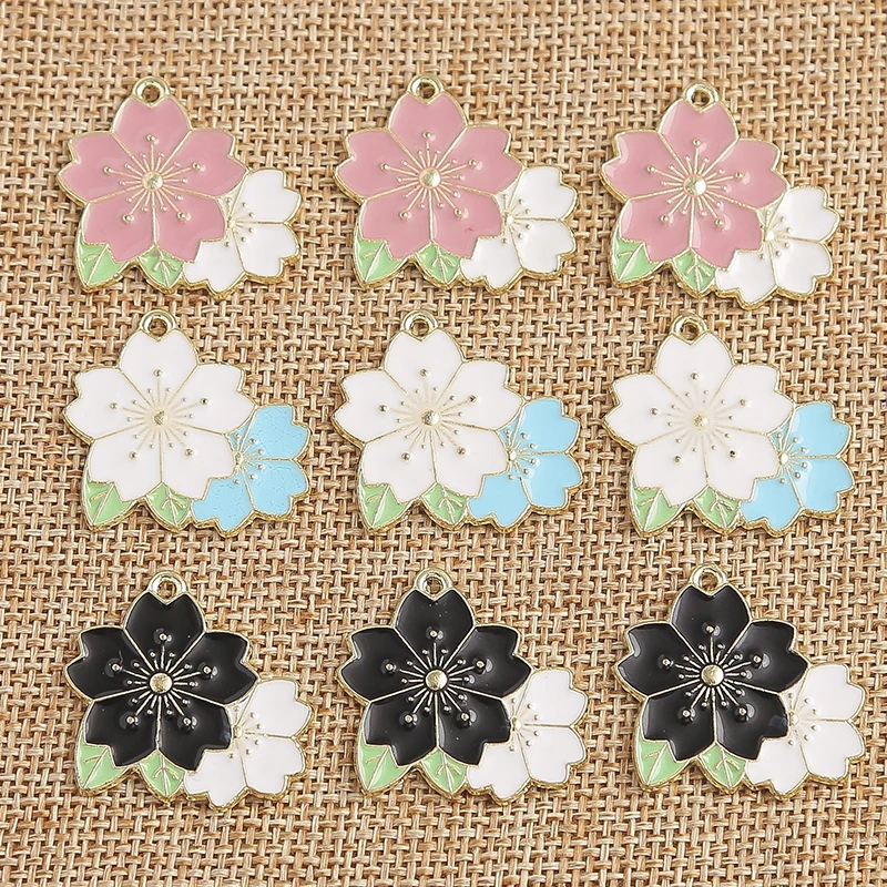 

10pcs 27x24mm Alloy Enamel Flower Charms Pendants for DIY Necklaces Earrings Bracelet Charms Decoration Jewelry Making Accessory