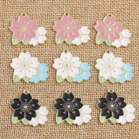 10pcs 27x24mm alloy enamel flower charms pendants for diy necklaces earrings bracelet charms decoration jewelry making accessory