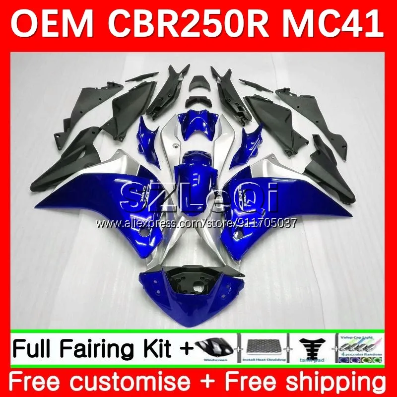

Injection Body For HONDA CBR250R CBR250 CBR 250R 250 R 11 12 13 14 15 MC41 blue silvery 2011 2012 2013 2014 2015 Fairing 28LQ.16