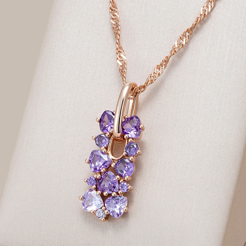 

Kinel 2023 New 585 Rose Gold Color Crystal Flower Pendant Necklace for Women Red Natural Zircon Accessories Vintage Jewelry