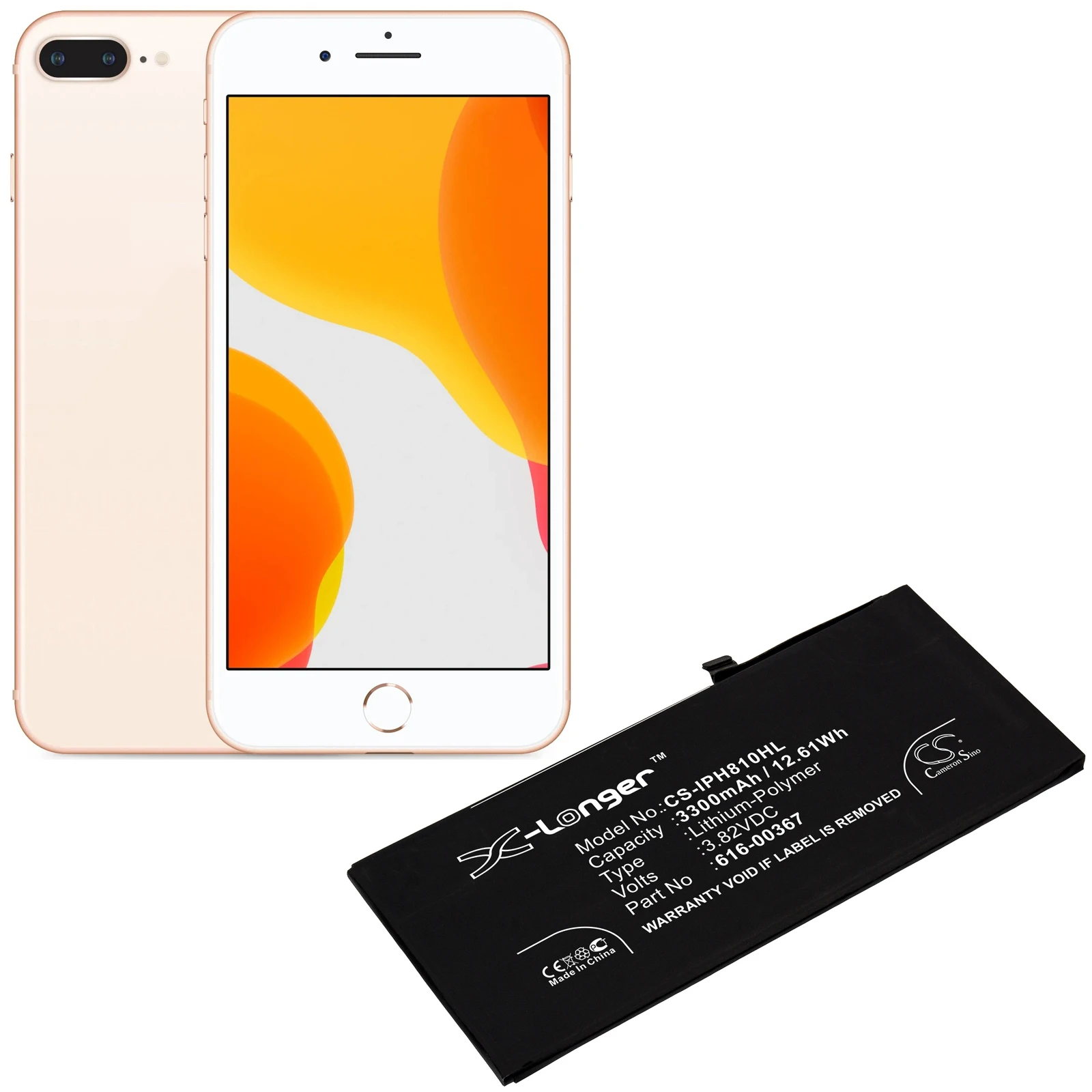 Аккумулятор Cameron Sino 2690 мАч/2900 мАч/3300 мАч для Apple iPhone 8  Plus, iPhone 8 +, A1864, MQ8F2LLL/A, MQ8E2LLLL/A | AliExpress