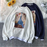 sweatshirt women loose korean version vintage harajuku funny print tops autumn student couple streetwear pullover ins fashion