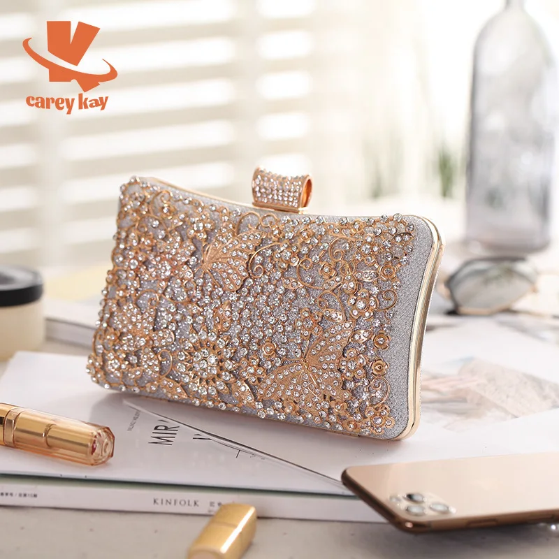 

CAREY KAY Women Butterfly Hollow Out Diamonds Chain Evening Bags Luxury Cocktail Banquet Clutch Party Wedding Handbags Purses