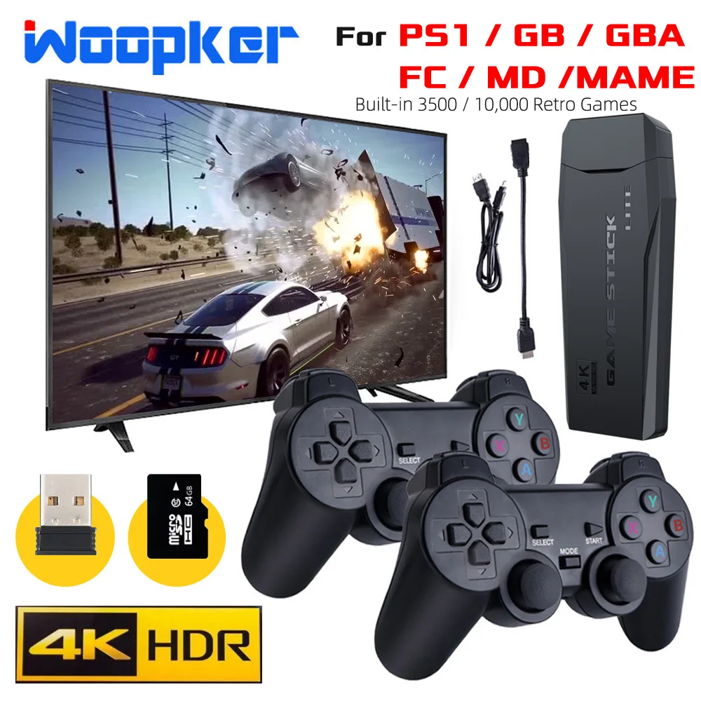 

Retro Video Game Console M8 with Wireless Controller Game Stick 4K 64G 10000 Games HDMI-compatible for GBA/PS1/FC