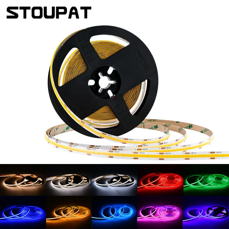 

Гибкая светодиодная лента COB светильник 12 В, 24 В, 240, 480 светодиодов, лента для брелока высокой плотности, s, линейная, теплая, натуральная, холо...