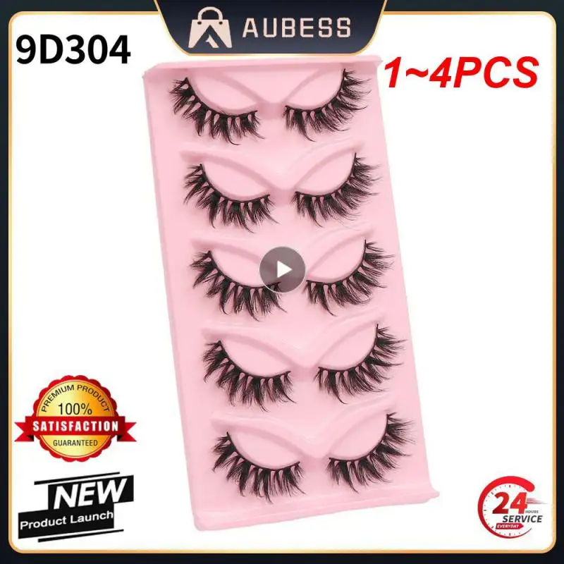 

1~4PCS New Cat-Eye 3D Mink Eyelashes Curled Winged Natural Realistic Messy End Eye Elongated Thick False Eyelashes Soft Fake