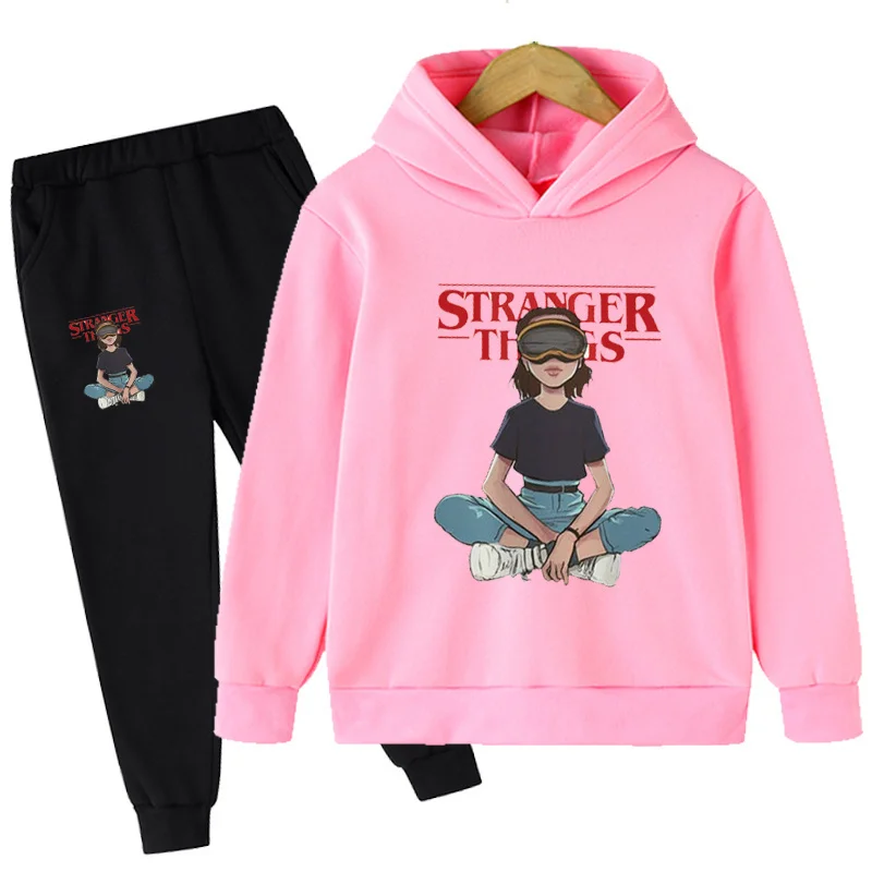 

Autumn Children Stranger Things 4 Sweatshirt+Pants 2Pcs Set Children Clothing SuitsBaby Boys Girls Hellfire Club Pullovers Sets