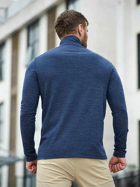 Meeste 100% Meriinovillast poolkõrge krae ja lukuga pikkade käistega pluus 160GSM, suurused S-XXL 3