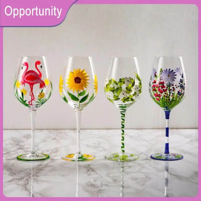 

Northern Europe Style Wedding Presen Flower Wine Cup Relief Texture Glassware Good-looking Tall Glass Cup Creative Hand Drawn