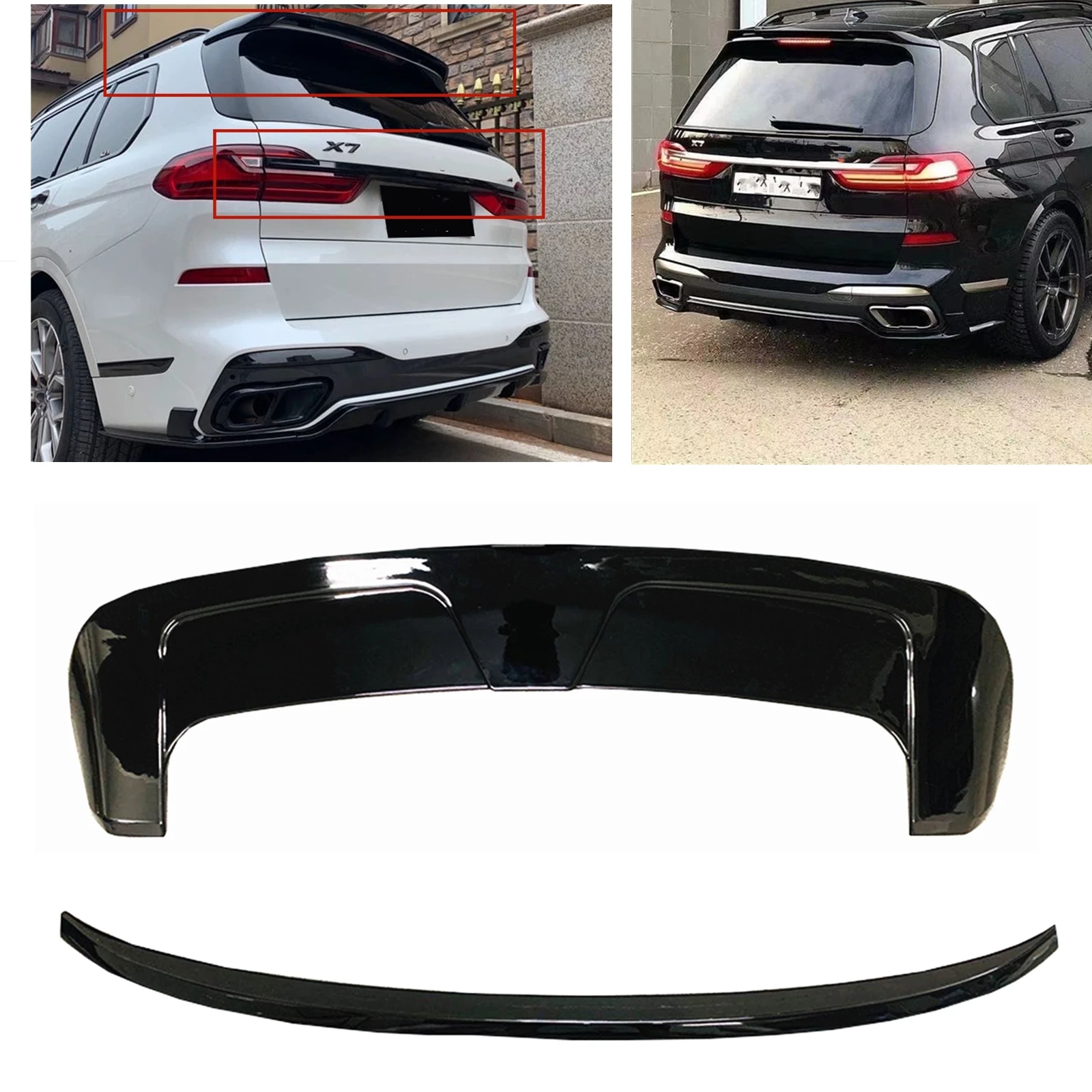 

Глянцевый черный сплиттер для корпуса BMW X7 G07 2019-2021, задняя крышка автомобиля, задняя крышка, Задняя Крышка багажника, средний спойлер, губа