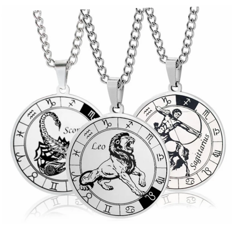 Серебряный цвет 12 созвездий зодиака стиль панк ретро Высококачественная