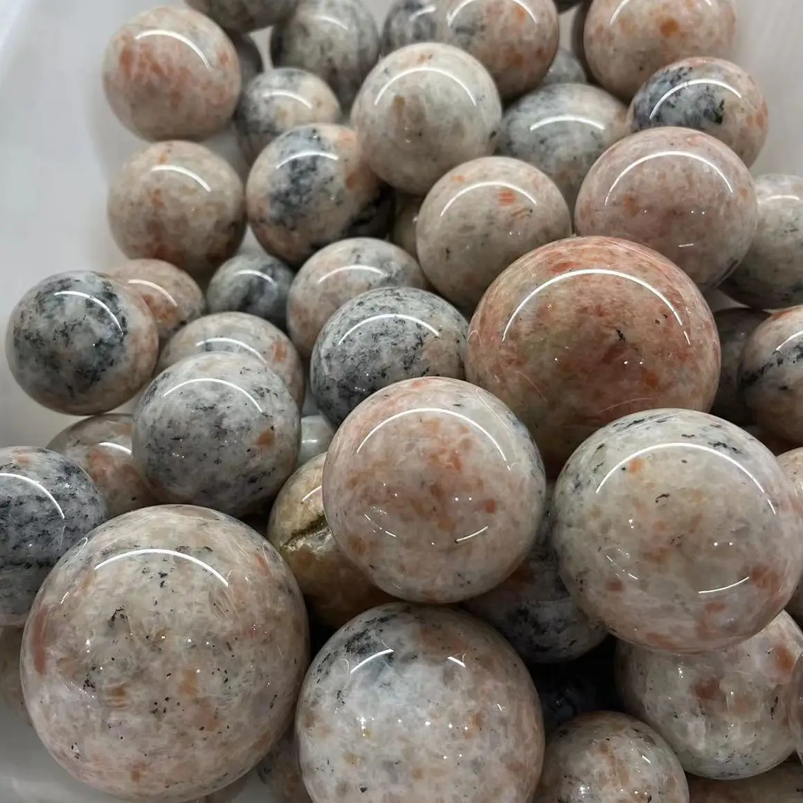 Шар из натурального оранжевого хрусталя 50-70 мм золотой камень для украшения дома.