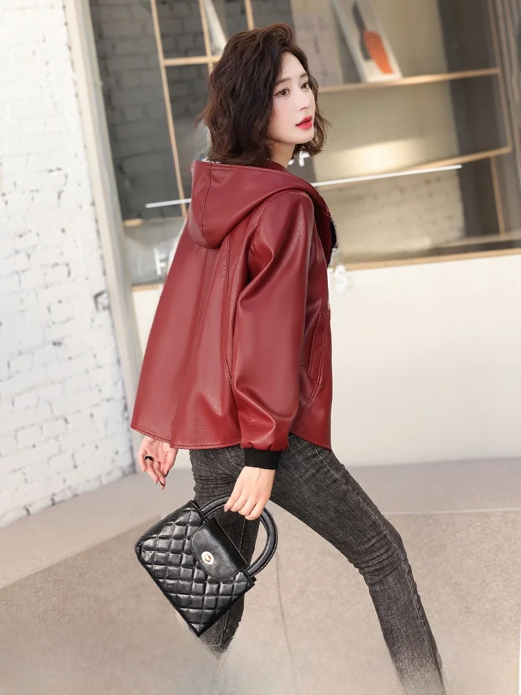 2024 Haining кожаное пальто женское короткое темпераментное корейское модное из