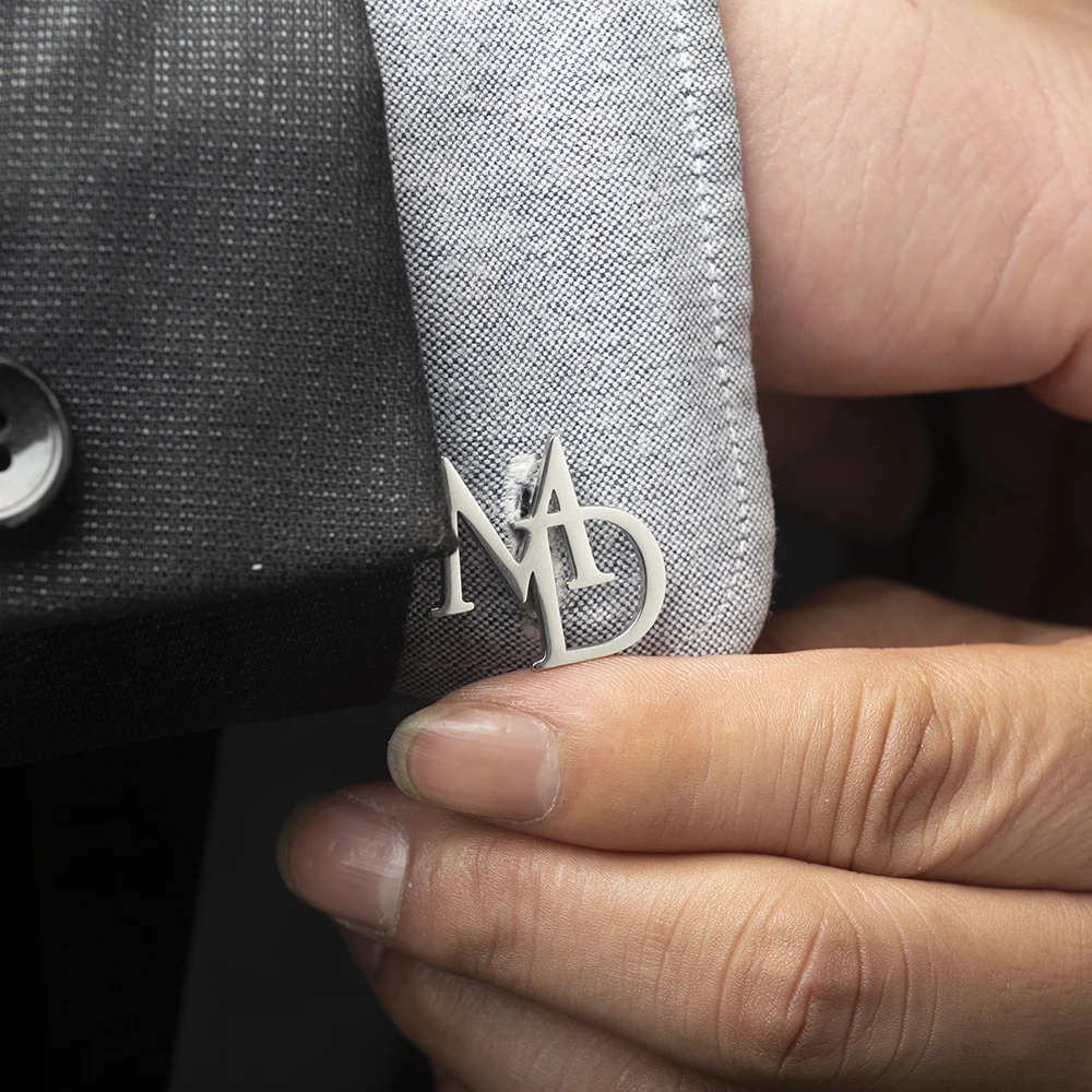 Tangula Custom Stainless Steel Men's Initials Cufflinks for Groom Letters Cufflinks Personalized Wedding Best Man Jewelry Gift
