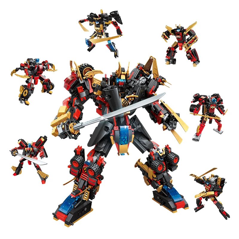 

6in1 908PCS Robot Movies Fighting Mech Transformation Warrior with Knight Set Building Blocks Toys Educational for Boys Gifts