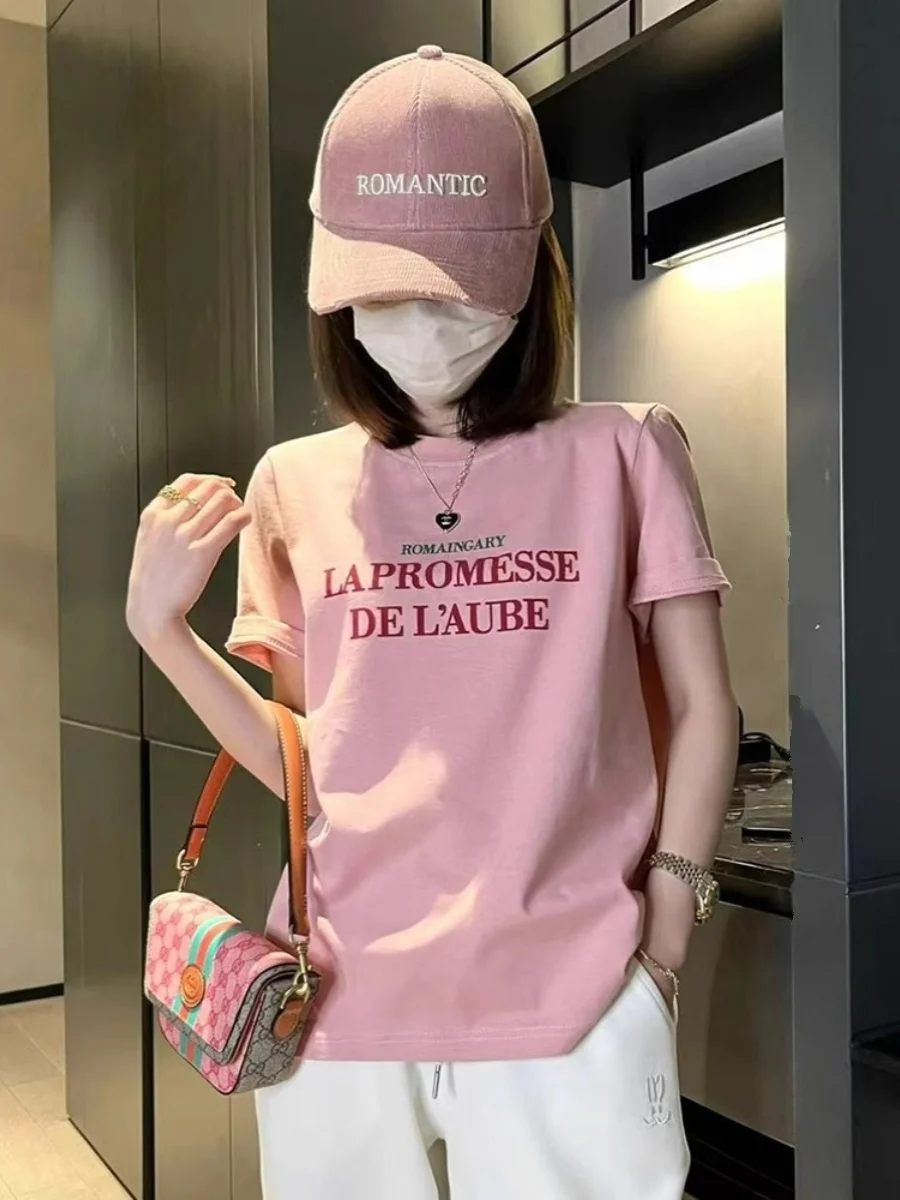 European Goods Short sleeve T-shirt Women Summer 2024 New Versitile Fashion Loose Cotton Western Sle Age-Reducing Bottoming...