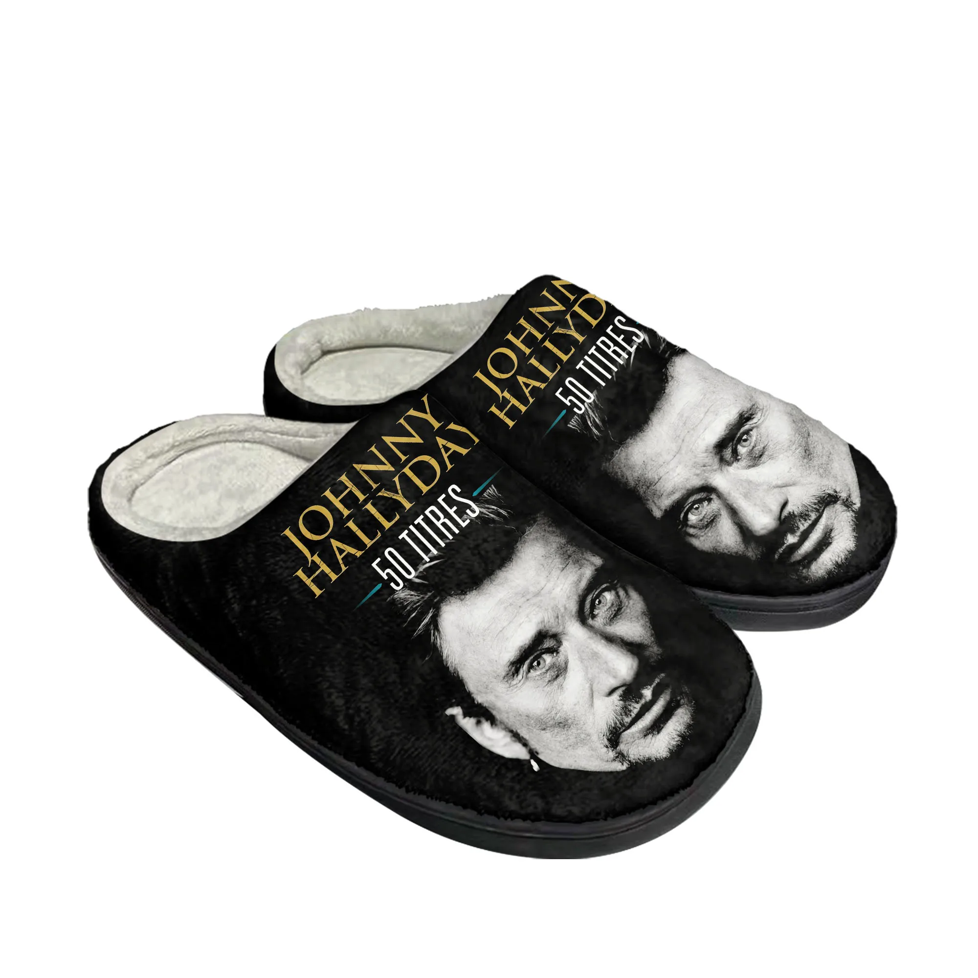 

Johnny Hallyday Rock Singer Home Cotton Custom Slippers Mens Women Sandals Plush Casual Keep Warm Shoes Non-Slip Thermal Slipper