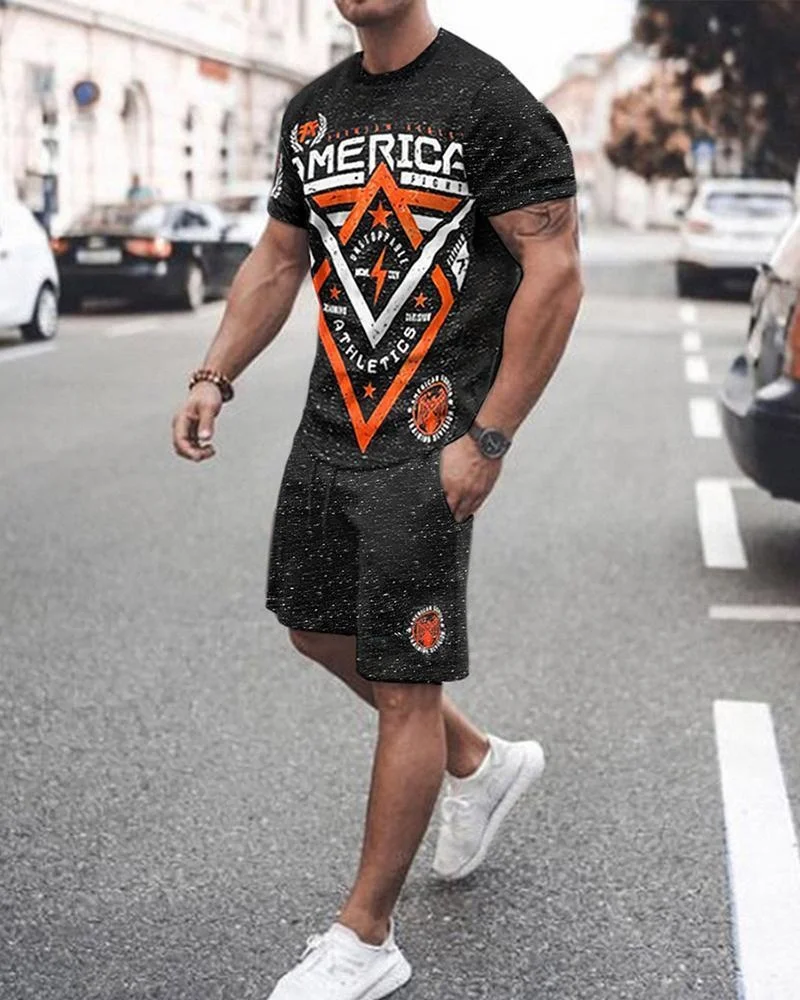 Man Sports Suit Summer Short Sleeve T Shirt Set Fashion O Neck Tracksuit 3D Printed Daily Casual Streetwear 2 Piece Oversized
