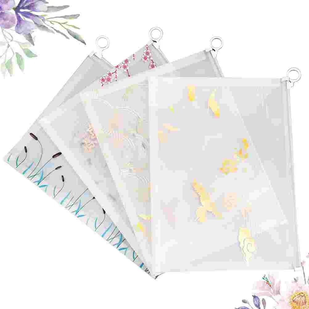 

4 шт., пластиковые водонепроницаемые прозрачные карманы для файлов на молнии